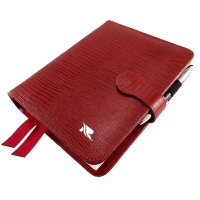 Caderno Organizer Raffai em Couro Lizard - Vermelho